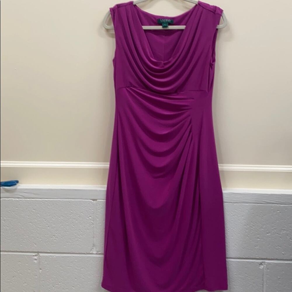 Ralph Lauren 8 pink drape front Sleeveless dress